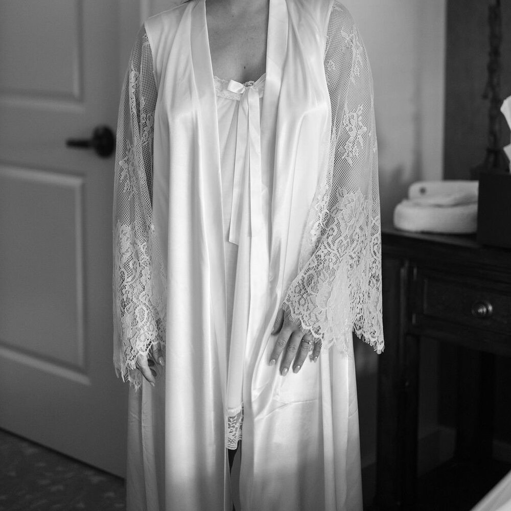 Custom Lace and Silk Bridal Dressing Gown